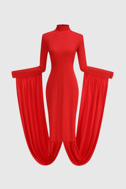 Mokga Draped Long Sleeve Midi Dress