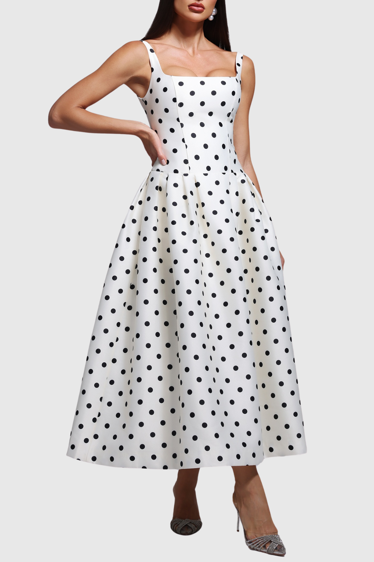 Nataliya Polka Dot Corset Maxi Dress