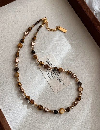 Natural Tiger Eye Mala-Style Necklace