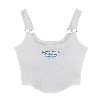 DressBetty - 2024 Irregular Y2K Summer Buckle Vest with Print Letter