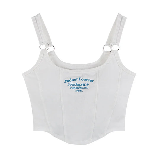 DressBetty - 2024 Irregular Y2K Summer Buckle Vest with Print Letter