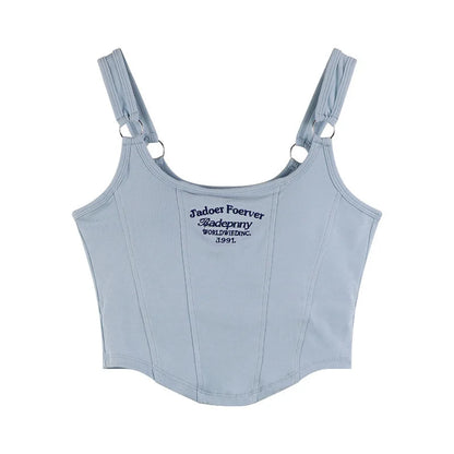 DressBetty - 2024 Irregular Y2K Summer Buckle Vest with Print Letter