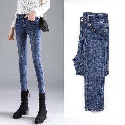DressBetty - Elastic Pencil Trousers High Waist Ladies Tight Slim Fit Casual Skinny Denim Pants