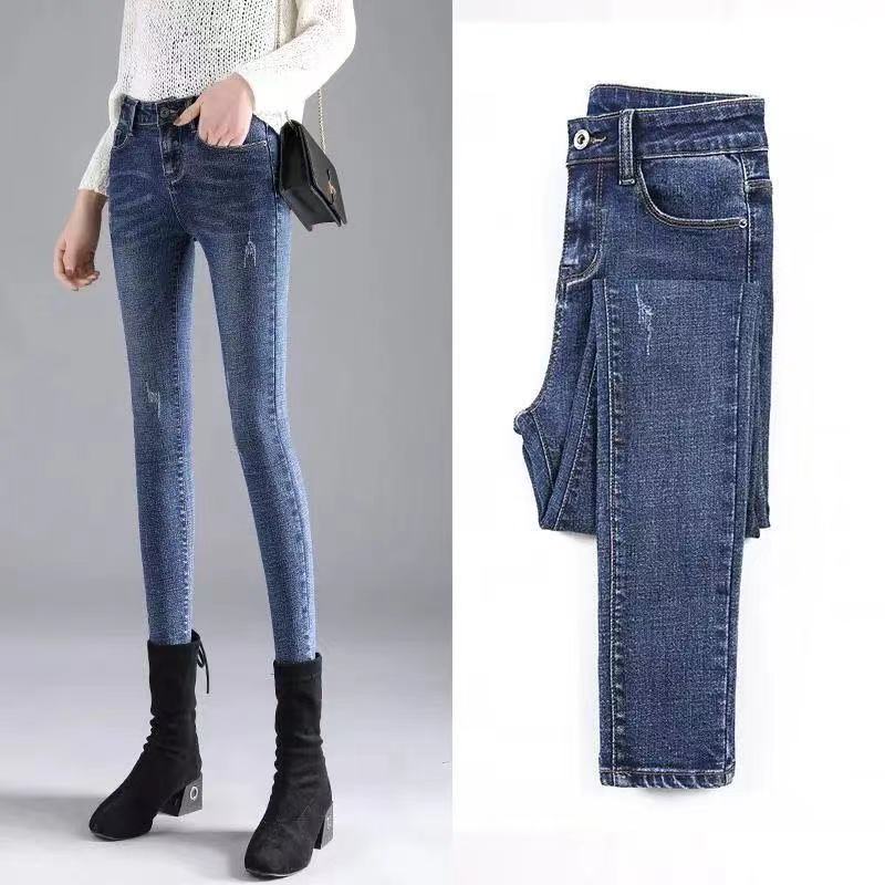 DressBetty - Elastic Pencil Trousers High Waist Ladies Tight Slim Fit Casual Skinny Denim Pants