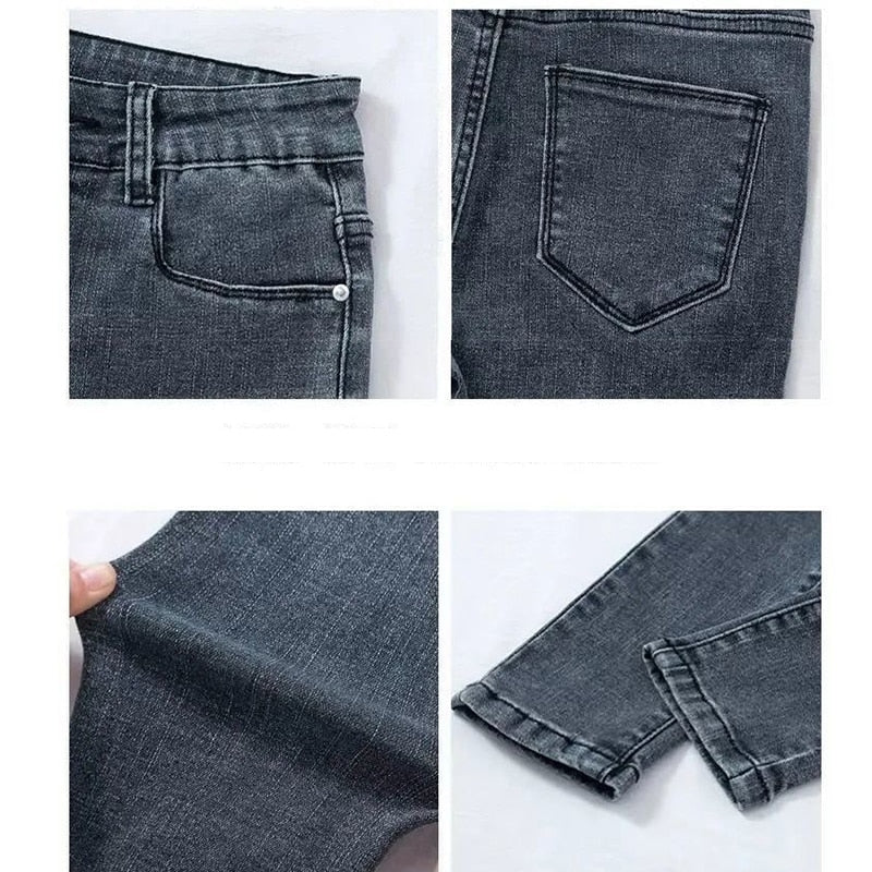 DressBetty - Elastic Pencil Trousers High Waist Ladies Tight Slim Fit Casual Skinny Denim Pants
