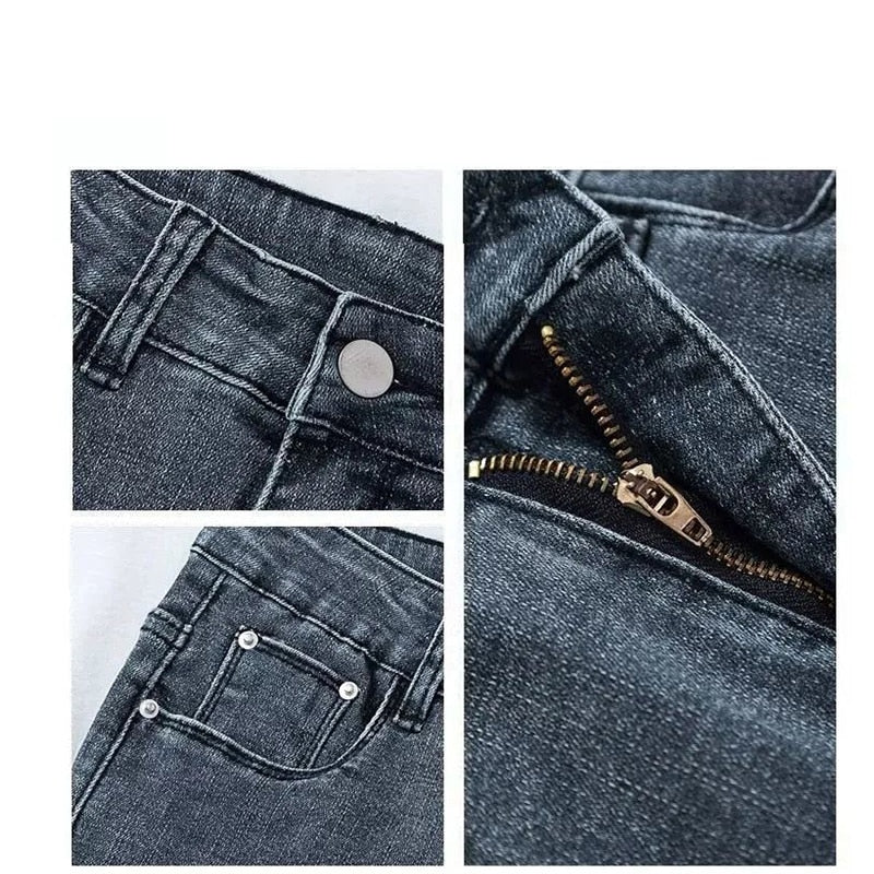 DressBetty - Elastic Pencil Trousers High Waist Ladies Tight Slim Fit Casual Skinny Denim Pants