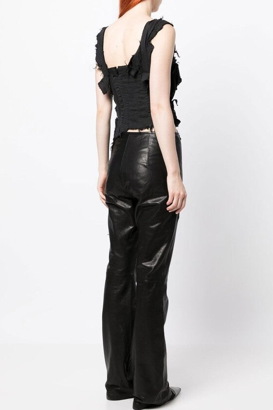 Noela Asymmetric Fringed Corset - Black