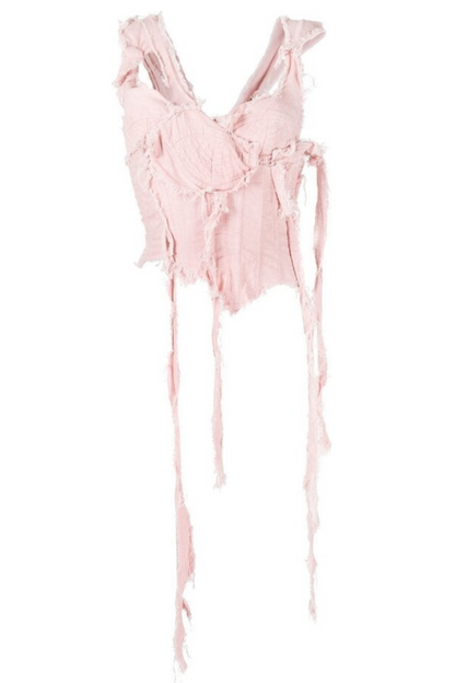 Noela Asymmetric Fringed Corset - Pink