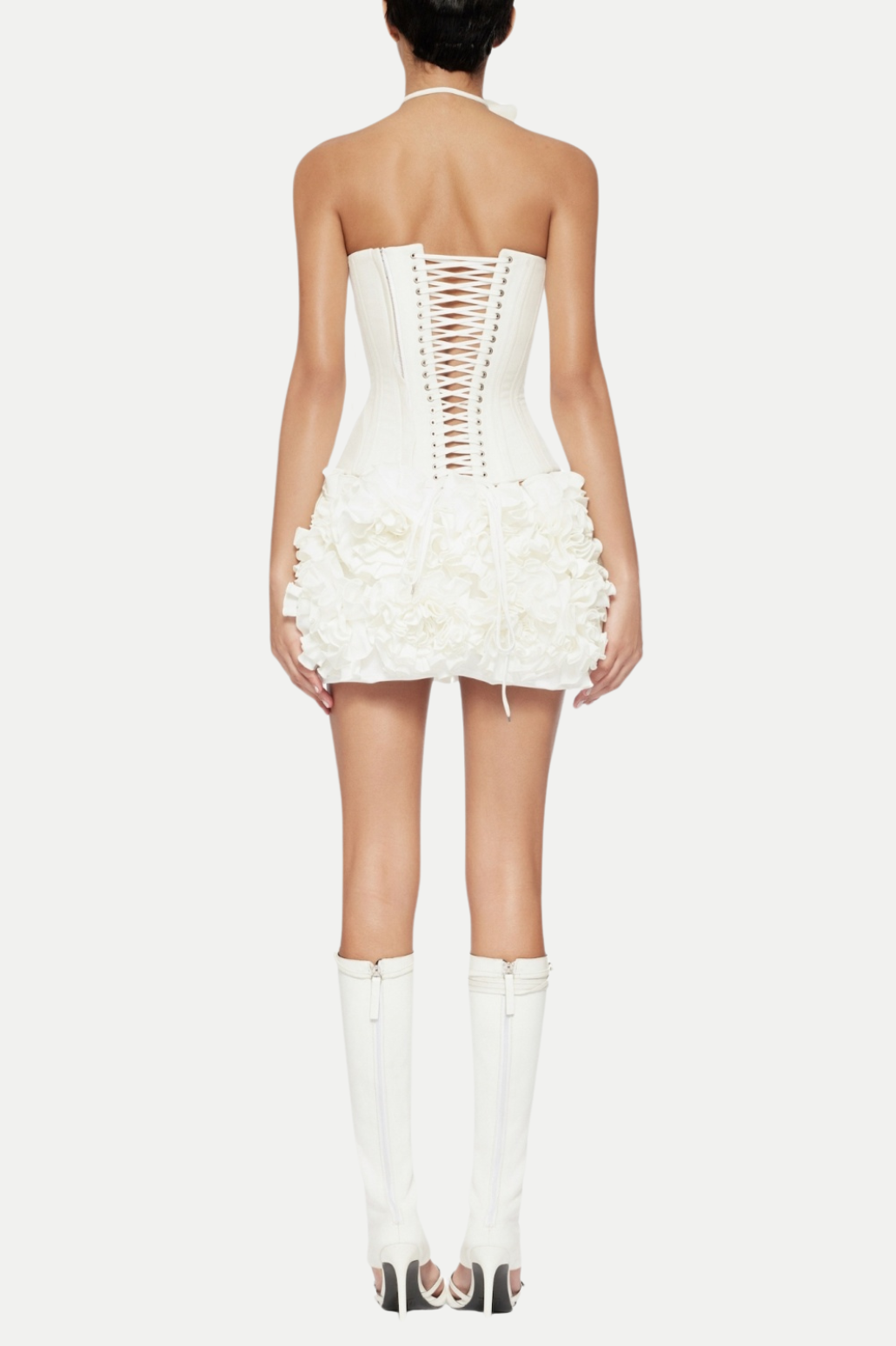 Nuala Floral Lace Up Two Piece Set - White