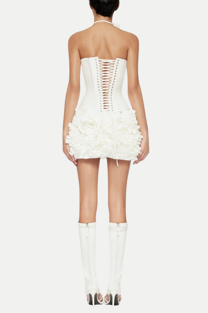 Nuala Floral Lace Up Two Piece Set - White