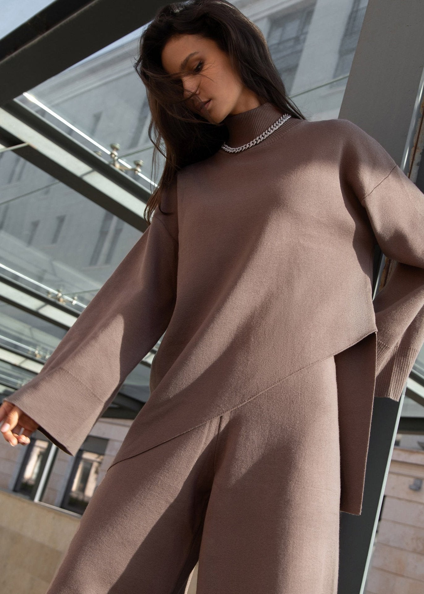 Irregular Hem Knit Two-Piece Set