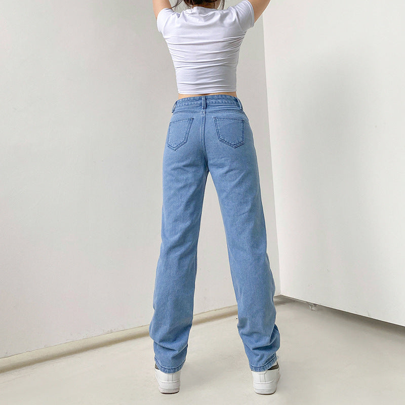 DressBetty - High Waist Print Graffiti Jeans