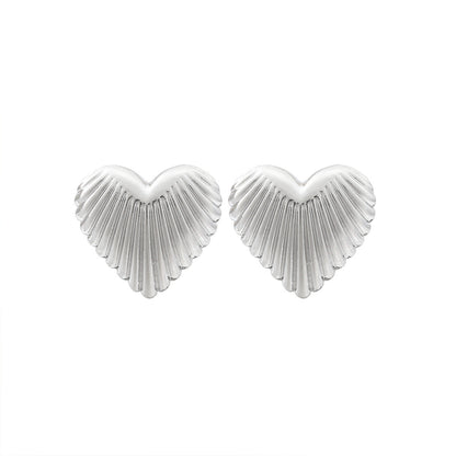 Aurelia - Ribbed Heart Statement Earrings