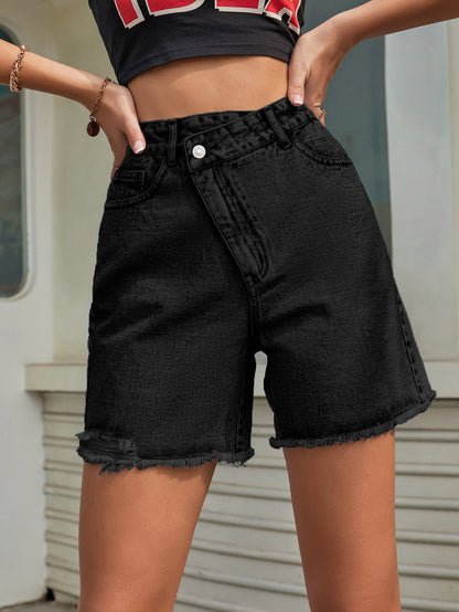DressBetty - Loose Slim Raw Edge Denim Shorts
