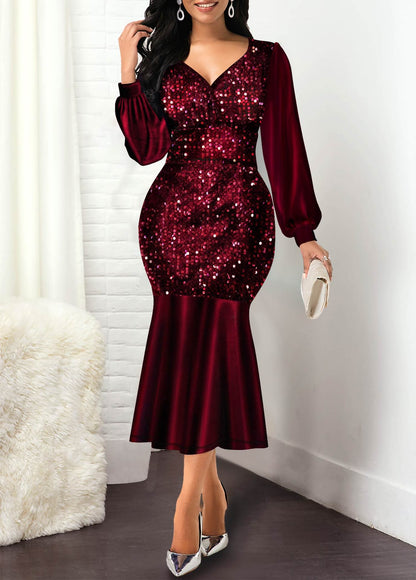DressBetty - Sequin High Waist Fishtail Dress