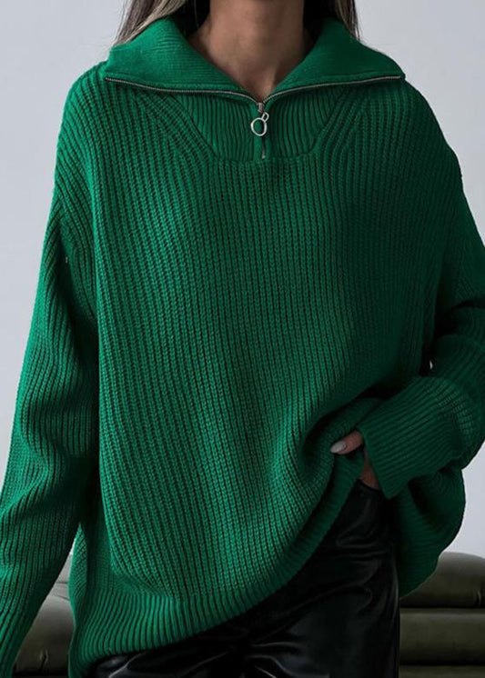 Vibrant Ribbed Half-Zip Pullover