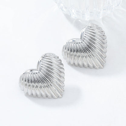Aurelia - Ribbed Heart Statement Earrings