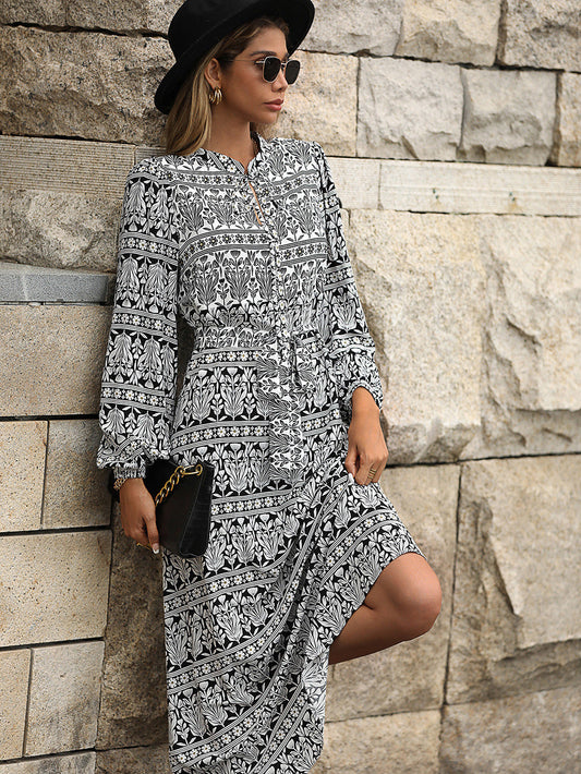 DressBetty - Bohemian Print Long Sleeve Dress