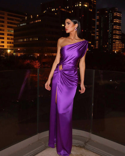 DressBetty - Oblique Shoulder Evening Dress