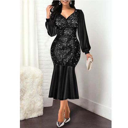 DressBetty - Sequin High Waist Fishtail Dress