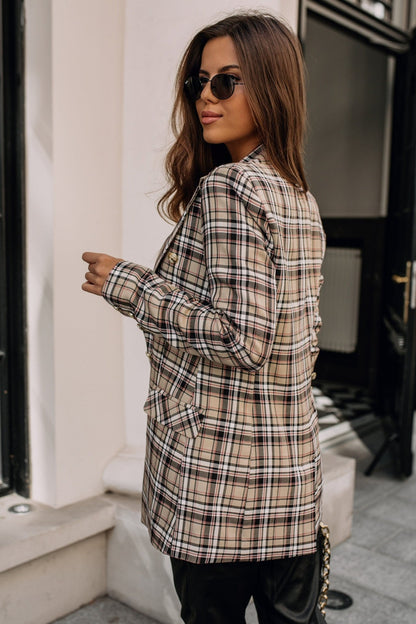 DressBetty - Double Breasted Plaid Blazer