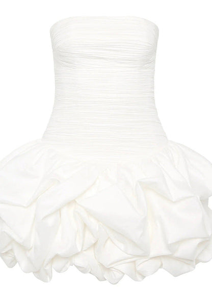 Celeste Strapless Bubble Mini Dress – Ruched Bodice Party Silhouette