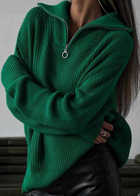 Vibrant Ribbed Half-Zip Pullover