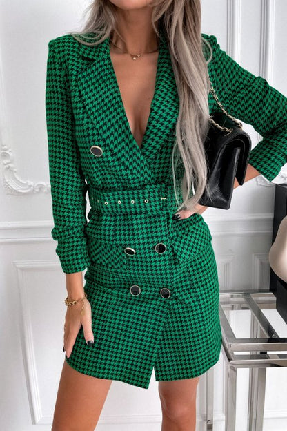 DressBetty - Belt Double Breasted Blazer Dress