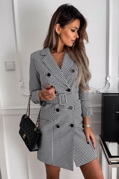 DressBetty - Belt Double Breasted Blazer Dress
