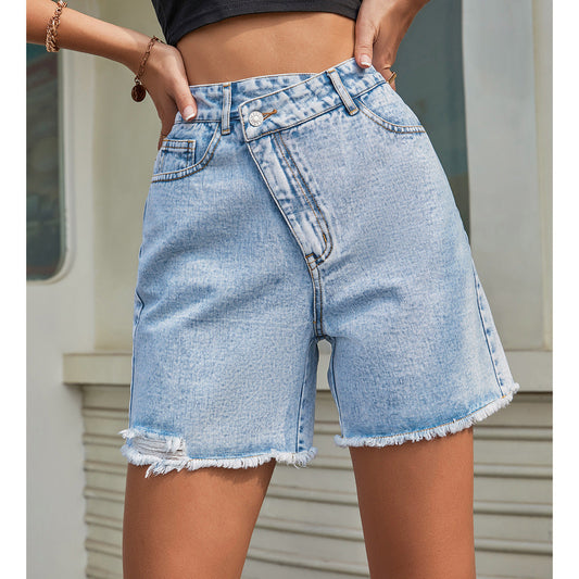 DressBetty - Loose Slim Raw Edge Denim Shorts