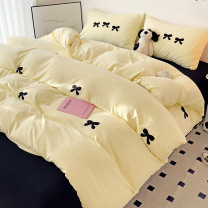 Embroidered Triple Bow Bedding Set