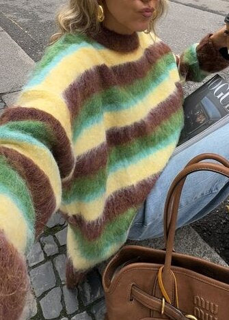 Cozy Stripes Fuzzy Sweater