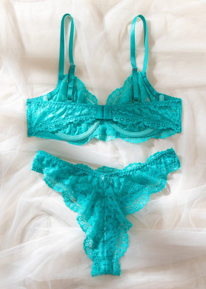 Isla – Teal Lace Underwire Lingerie Set