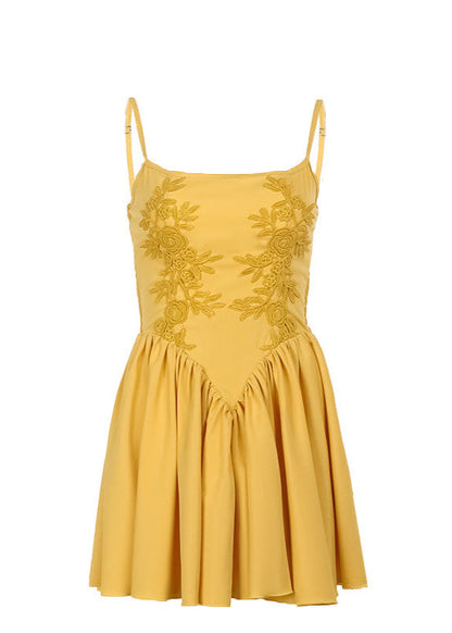 Solène Dress – Floral Embroidered Fit-and-Flare Mini