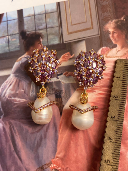 Lavender Kiss Pearl Earrings