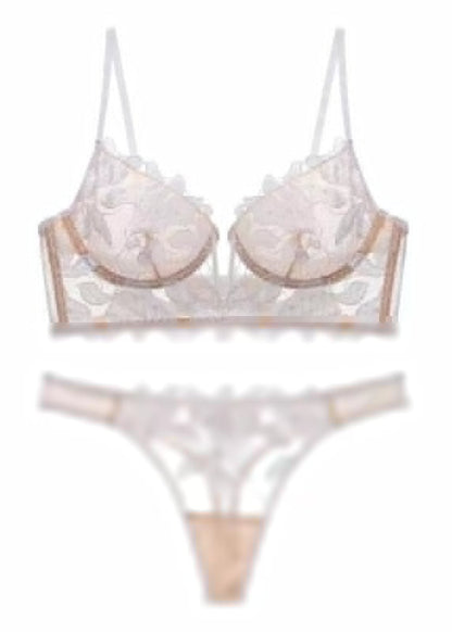 Delilah - Sheer Embroidered Lace Bra & Panty Set