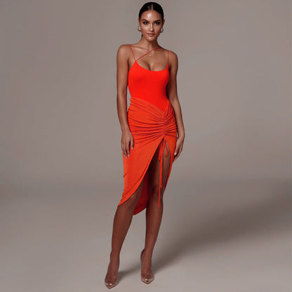 DressBetty - Slim Irregular Drawstring Skirt