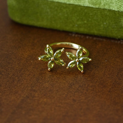 Rhein Town Vintage Olive Green Open Ring
