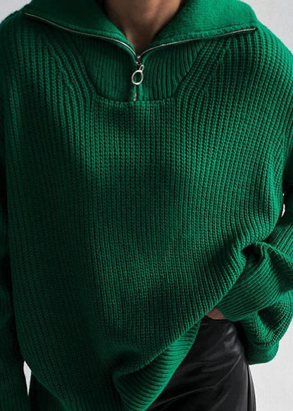 Vibrant Ribbed Half-Zip Pullover