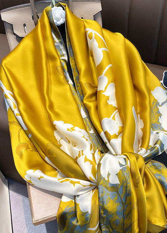 Solene Square Scarf – Floral Satin Accent 70×70cm