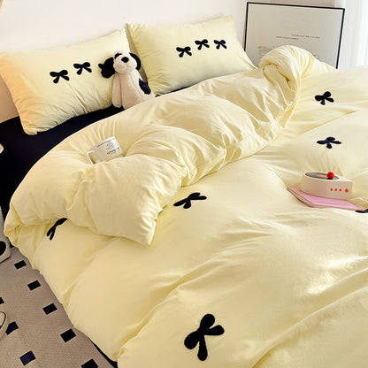 Embroidered Triple Bow Bedding Set