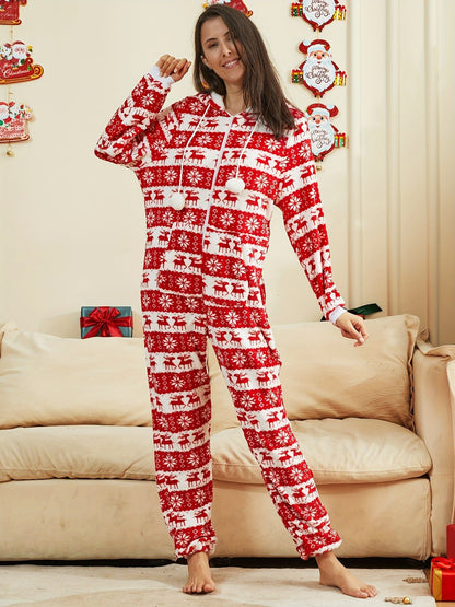 Festive Fun Cozy Printed Soft Comfortable Relaxed Plush Christmas Suit