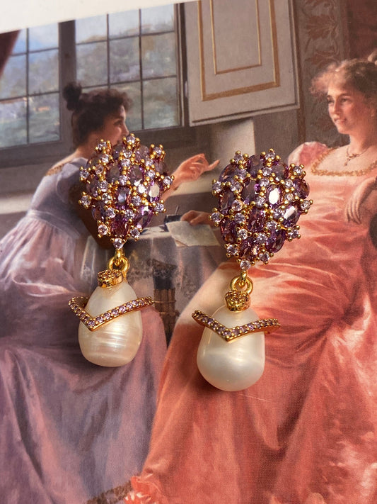 Lavender Kiss Pearl Earrings