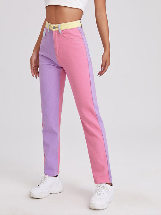 DressBetty - Splicing Contrast Jeans