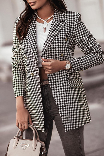 DressBetty - Double Breasted Plaid Blazer