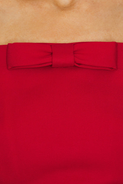 Obozh Bow Strapless Maxi Dress - Red