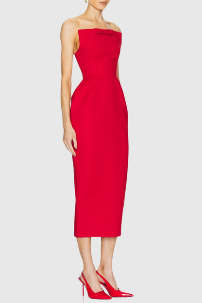 Obozh Bow Strapless Maxi Dress - Red