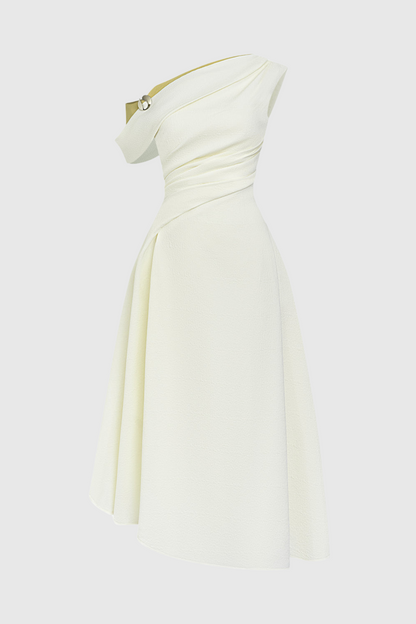 Odete Off Shoulder Ruched Midi Dress