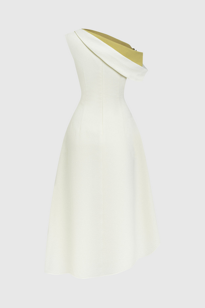 Odete Off Shoulder Ruched Midi Dress