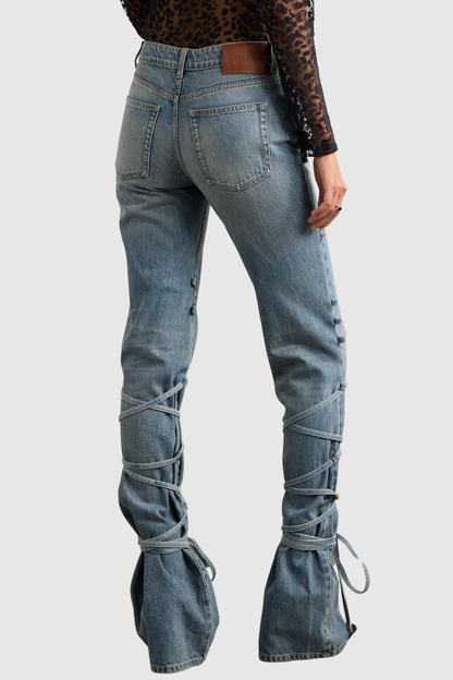 Odette Asymmetric Knotted Flared jeans